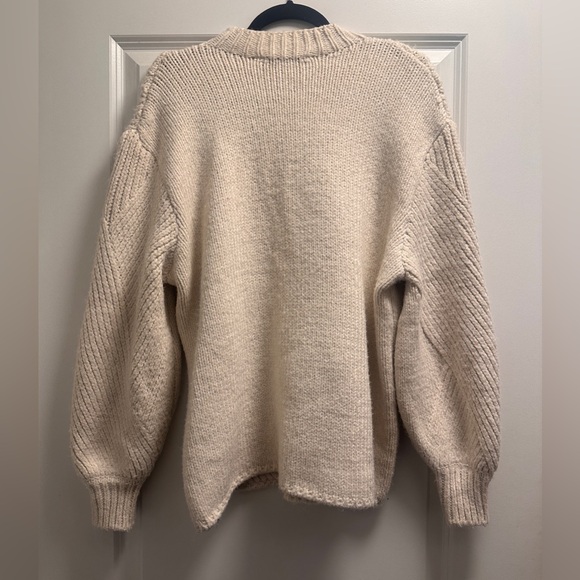 Zara Cream mock neck chunky novelty knit sweater - Picture 3 of 5